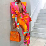 Island printed jacket suit