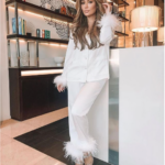 Ladies Feather Fringe Two-piece Loungewear