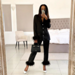 Ladies Feather Fringe Two-piece Loungewear