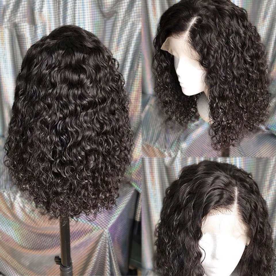 Brazilian Human Hair Curly Bob Lace Wig