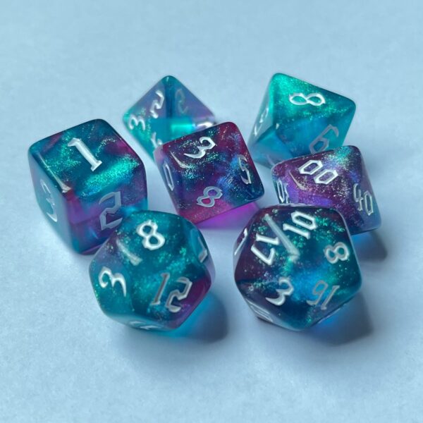 Dice two-color new fonts water green + purple