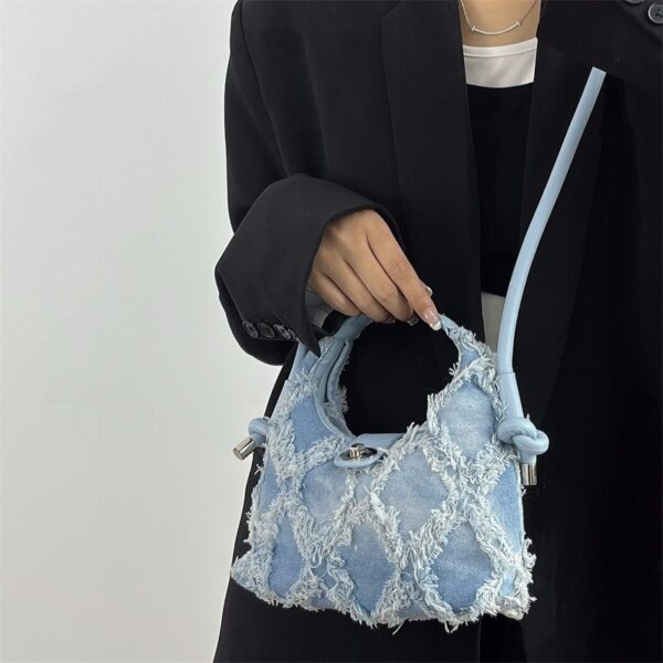 Blue denim shoulder crossbody bag