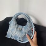 Blue denim shoulder crossbody bag