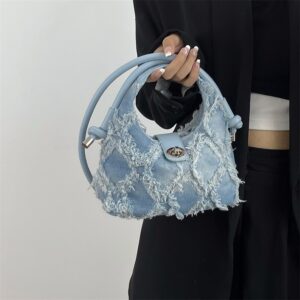 Blue denim shoulder crossbody bag