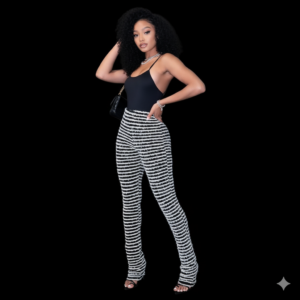 Zelia Textured Striped Stacked Pants 3