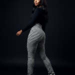 Zelia Textured Striped Stacked Pants 4