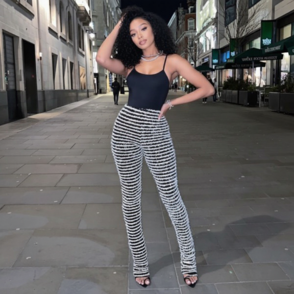 Model wearing Lunathi Zelia Striped Pants 3